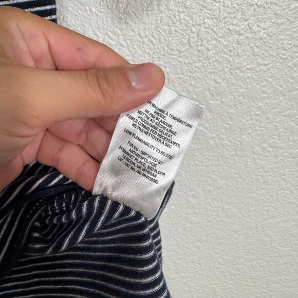 ANTHROPOLOGIE T LA Mock Neck Stripe Top Navy Blue White Small Casual Boho Cute - Picture 7 of 7